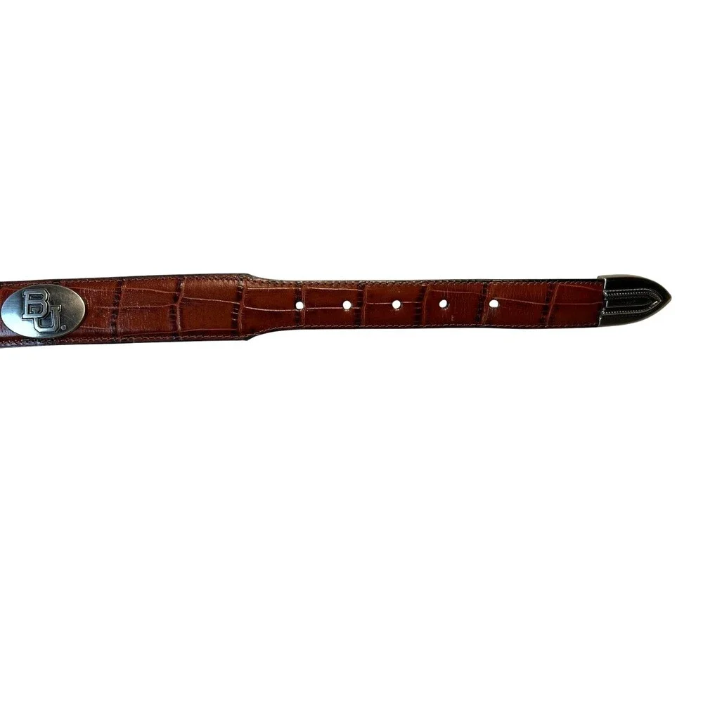 Zep-Pro Men's Brown Croc Embossed Leather Boston University Belt  Size 38